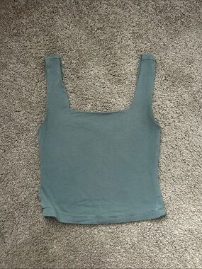 XS Women’s Square Neck Crop Tank Top - Blue/Turquoise